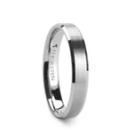 Load image into Gallery viewer, Mens Tungsten Brushed Center Flat Wedding Ring - Beveled Comfort Fit - 4mm 6mm 7mm 8mm 10mm 12mm Wide - Style name: SHEFFIELD
