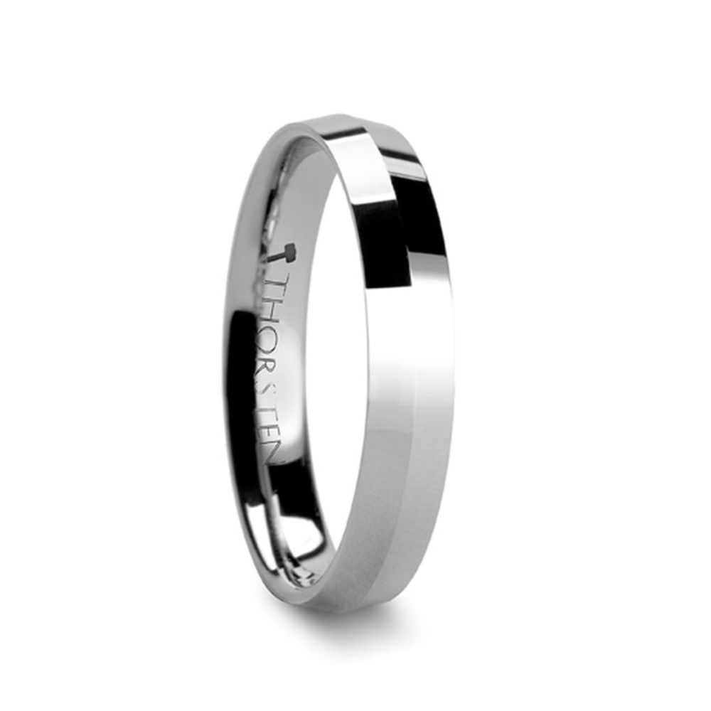Mens Tungsten Knife Edge Wedding Ring - Beveled Comfort Fit - 4mm 8mm Wide - Style name: SHOGUN