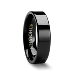 Load image into Gallery viewer, Mens Tungsten Black Flat Wedding Ring - Poilished Comfort Fit - 4mm 6mm 8mm 10mm 12mm Wide - Style name: MORPHEUS
