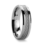 Load image into Gallery viewer, Mens Tungsten Carbide White Carbon Fiber Inlay Wedding Ring - Beveled Comfort Fit - 4mm 6mm 8mm 10mm 12mm Wide - Style name: ULTIMUS
