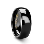 Load image into Gallery viewer, Mens Tungsten Carbide Domed Black Wedding Ring - Polished Comfort Fit - 2mm 4mm 6mm 7mm 8mm 10mm 12mm Wide - Style name: RAVEN
