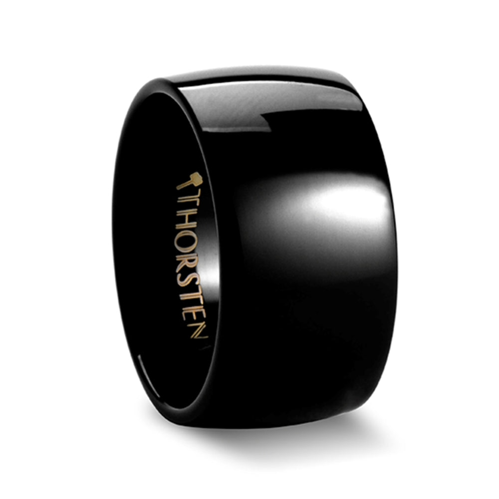 Mens Tungsten Carbide Domed Black Wedding Ring - Polished Comfort Fit - 2mm 4mm 6mm 7mm 8mm 10mm 12mm Wide - Style name: RAVEN