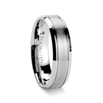 Load image into Gallery viewer, Mens Tungsten Carbide Brushed Center Wedding Ring - Polished Beveled Comfort Fit - 6mm 8mm Wide - Style name: CRONUS
