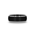 Load image into Gallery viewer, Mens Tungsten Rounded Black Wedding Ring - Polished Beveled Comfort Fit - 4mm 6mm 8mm 10mm Wide - Style name: MASERATI
