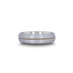 Load image into Gallery viewer, Mens Tungsten Carbide Braided 14k Gold Inlay Wedding Ring - Domed Comfort Fit - 6mm 8mm Wide - Style name: GOLDWYN
