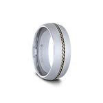 Load image into Gallery viewer, Mens Tungsten Carbide Braided 14k Gold Inlay Wedding Ring - Domed Comfort Fit - 6mm 8mm Wide - Style name: GOLDWYN
