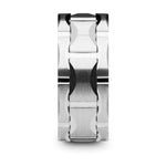 Load image into Gallery viewer, Mens Tungsten Carbide Crescent Pattern Wedding Ring - Brushed Finish Comfort Fit - 10mm Wide - Style name: KANYE
