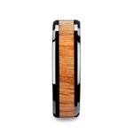 Load image into Gallery viewer, Mens Black Ceramic Red Oak Wood Inlaid Wedding Ring - Beveled Comfort Fit - 6mm 8mm 10mm Wide - Style name: OBLIVION
