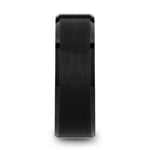 Load image into Gallery viewer, Mens Black Tungsten Bright Bevels Deep Blue inside color Wedding Ring - Brushed Center Comfort Fit - 6mm 8mm Wide - Style name: RIGEL

