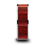 Load image into Gallery viewer, Mens Flat Tungsten Carbide Exotic Brazilian Rose Wood Inlay Wedding Ring - Polished Edged Comfort Fit - 8mm Wide - Style name: SHERWOOD
