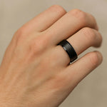 Load image into Gallery viewer, Mens Black Ceramic Beveled Edges Wedding Ring - Brushed Finish Comfort Fit - 6mm 8mm Wide - Style name: YORKSHIRE
