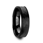 Load image into Gallery viewer, Mens Black Ceramic Hammered Finish Dual Offset Grooves Wedding Ring - Polished Comfort Fit - 6mm 8mm Wide - Style name: REVENANT
