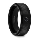 Load image into Gallery viewer, Mens Black Ceramic Black Diamond Wedding Ring - Black Carbon Fiber Inlay Comfort Fit - 8mm Wide - Style name: ABERDEEN
