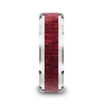 Load image into Gallery viewer, Mens Tungsten Carbide Purpleheart Wood Inlaid Wedding Ring - Beveled Comfort Fit - 8mm Wide - Style name: MAUVE
