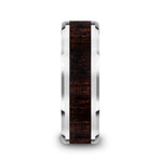 Load image into Gallery viewer, Mens Tungsten Carbide Ebony Wood Inlaid Wedding Ring - Beveled Comfort Fit - 8mm Wide - Style name: ARCANE
