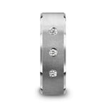 Load image into Gallery viewer, Mens Tungsten 3 White Diamond Setting Satin Finish Wedding Ring - Beveled Comfort Fit - 8mm Wide - Style name: SAMUEL
