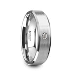 Load image into Gallery viewer, Mens Tungsten White Diamond Setting Wedding Ring - Beveled Brushed Comfort Fit - 6mm 8mm Wide - Style name: PORTER

