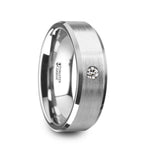 Load image into Gallery viewer, Mens Tungsten White Diamond Setting Wedding Ring - Beveled Brushed Comfort Fit - 6mm 8mm Wide - Style name: PORTER
