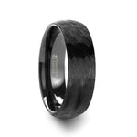 Load image into Gallery viewer, Mens Tungsten Carbide Domed Hammer Finish Black Wedding Ring - Brushed Finish Comfort Fit - 6mm 8mm Wide - Style name: RENEGADE
