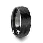 Load image into Gallery viewer, Mens Tungsten Carbide Domed Hammer Finish Black Wedding Ring - Brushed Finish Comfort Fit - 6mm 8mm Wide - Style name: RENEGADE
