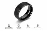 Load image into Gallery viewer, Mens Tungsten Carbide aised Hammer Finish Step Edge Wedding Ring - Brushed Finish Comfort Fit - 6mm 8mm Wide - Style name: REBEL
