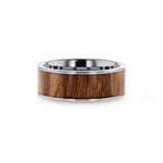 Load image into Gallery viewer, Mens Tungsten Carbide Olive Wood Inlaid Wedding Ring - Flat Polished Comfort Fit - 8mm Wide - Style name: OLIVASTER
