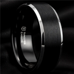 Load image into Gallery viewer, Mens Tungsten Carbide Black Brushed Center Wedding Ring - Polished Beveled Edges Comfort Fit - 4mm 6mm 7mm 8mm 10mm Wide - Style name: ASTON
