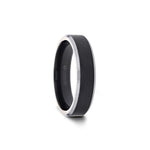 Load image into Gallery viewer, Mens Tungsten Carbide Black Brushed Center Wedding Ring - Polished Beveled Edges Comfort Fit - 4mm 6mm 7mm 8mm 10mm Wide - Style name: ASTON
