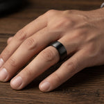 Load image into Gallery viewer, Mens Tungsten Carbide Domed Black Wedding Ring - Brush Finished Comfort Fit - 2mm 4mm 6mm 8mm 10mm 12mm Wide - Style name: RAIDER
