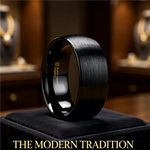 Load image into Gallery viewer, Mens Tungsten Carbide Domed Black Wedding Ring - Brush Finished Comfort Fit - 2mm 4mm 6mm 8mm 10mm 12mm Wide - Style name: RAIDER
