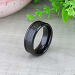 Load image into Gallery viewer, Mens Black Ceramic Black Carbon Fiber Inlaid Wedding Ring - Polished Comfort Fit - 4mm 6mm 7mm 8mm 10mm 12mm Wide - Style name: ONYX

