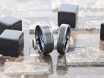 Load image into Gallery viewer, Mens Black Ceramic Black Carbon Fiber Inlaid Wedding Ring - Polished Comfort Fit - 4mm 6mm 7mm 8mm 10mm 12mm Wide - Style name: ONYX
