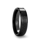 Load image into Gallery viewer, Mens Black Ceramic Black Carbon Fiber Inlaid Wedding Ring - Polished Comfort Fit - 4mm 6mm 7mm 8mm 10mm 12mm Wide - Style name: ONYX
