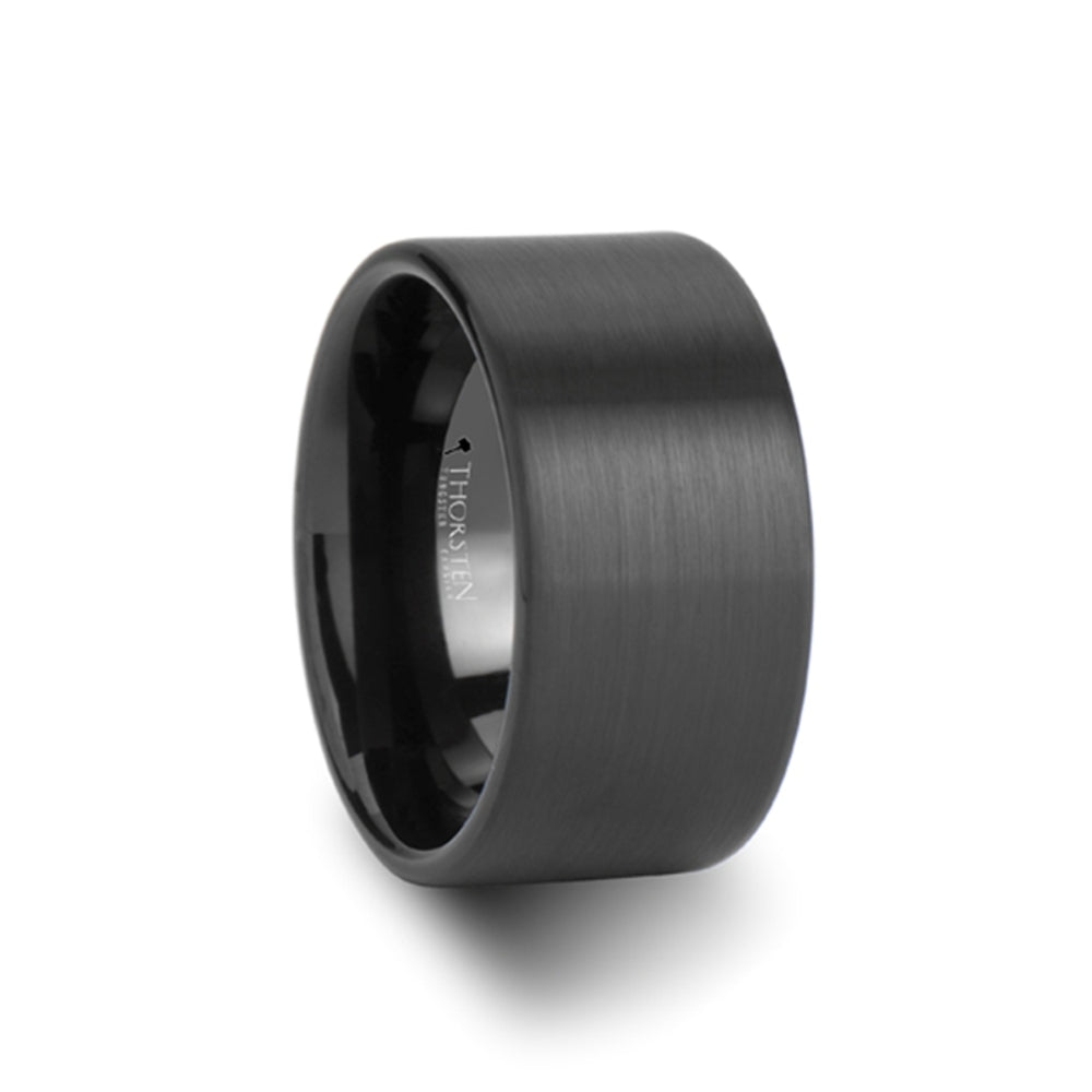 Mens Tungsten Carbide Flat Black Wedding Ring - Brushed Finish Comfort Fit - 2mm 4mm 6mm 7mm 8mm 10mm 12mm Wide - Style name: SAN ANTONIO