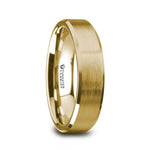 Load image into Gallery viewer, Mens Tungsten Gold Plated Brushed Center Wedding Ring - Beveled Polished Edge Comfort Fit - 6mm 8mm Wide - Style name: HONOR
