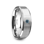 Load image into Gallery viewer, Mens Tungsten Blue Diamond Setting Brushed Center Wedding Ring - Polished Beveled Edges Comfort Fit - 6mm 8mm Wide - Style name: MOORE
