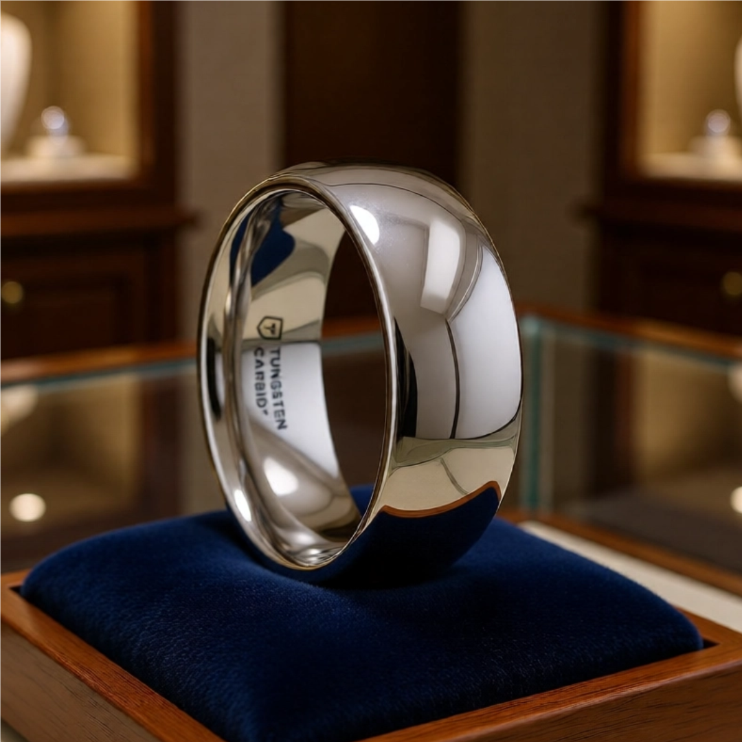 Mens Tungsten Carbide Domed Wedding Ring - Polished Comfort Fit - 2mm 4mm 6mm 7mm 8mm 10mm 12mm Wide - Style name: DOMINUS