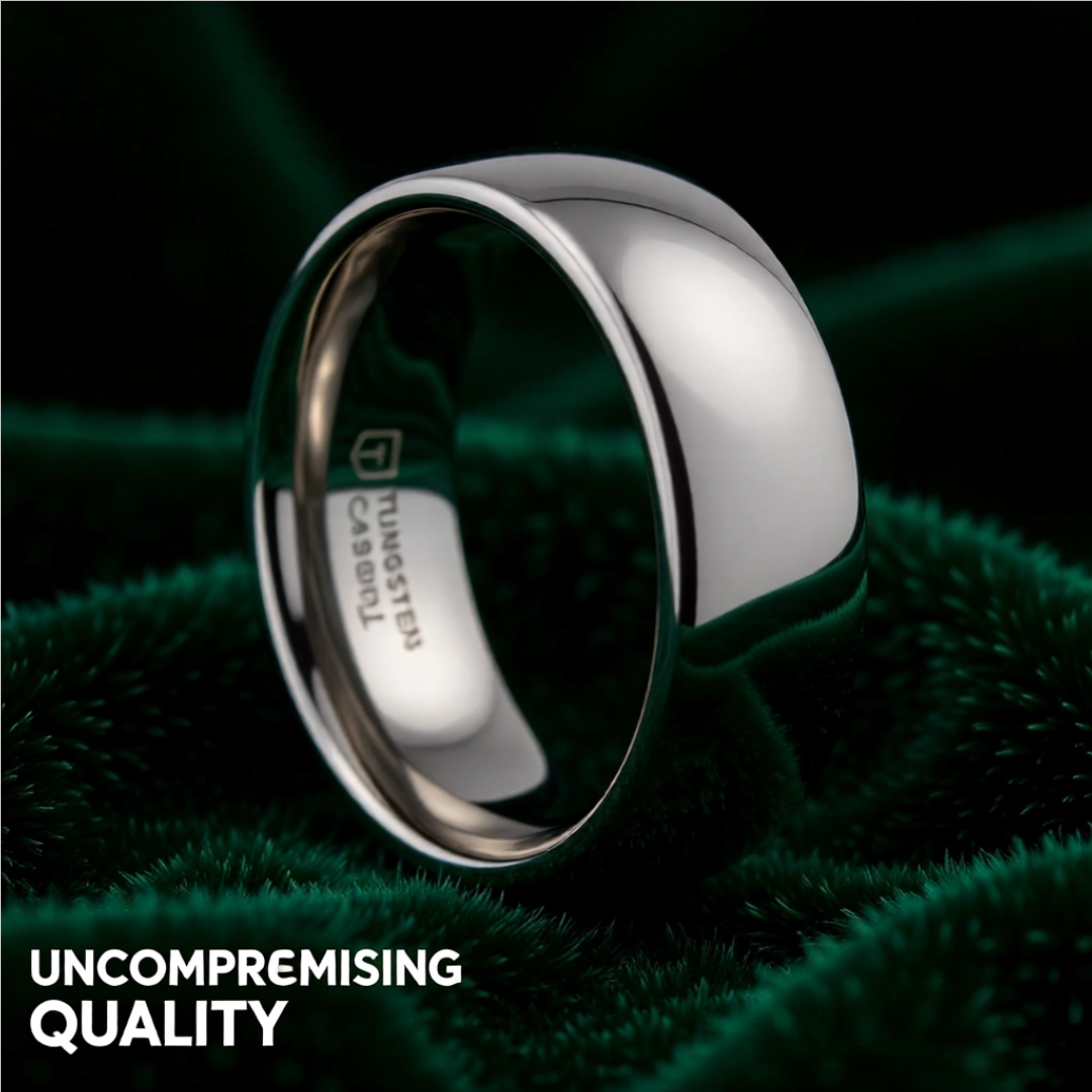 Mens Tungsten Carbide Domed Wedding Ring - Polished Comfort Fit - 2mm 4mm 6mm 7mm 8mm 10mm 12mm Wide - Style name: DOMINUS