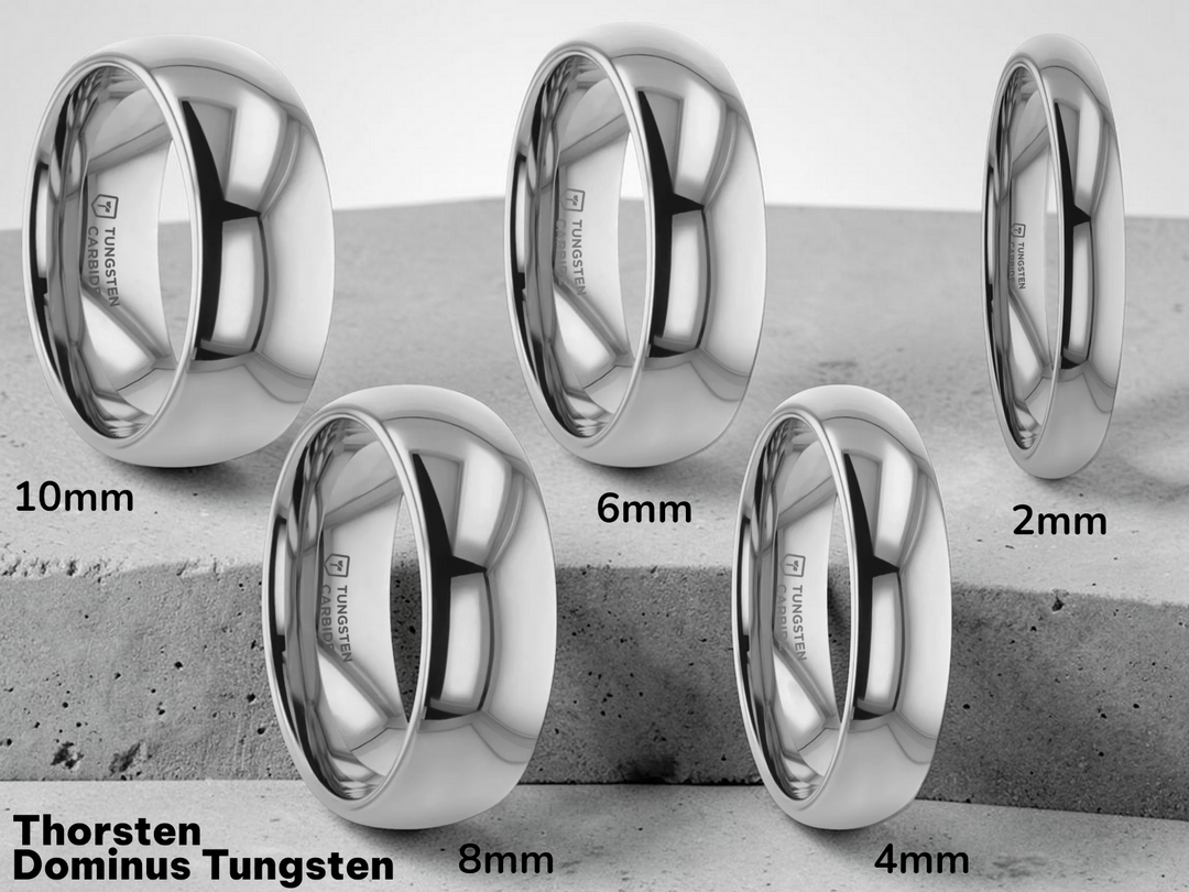 Mens Tungsten Carbide Domed Wedding Ring - Polished Comfort Fit - 2mm 4mm 6mm 7mm 8mm 10mm 12mm Wide - Style name: DOMINUS