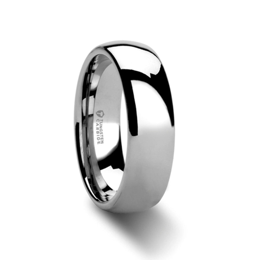 Mens Tungsten Carbide Domed Wedding Ring - Polished Comfort Fit - 2mm 4mm 6mm 7mm 8mm 10mm 12mm Wide - Style name: DOMINUS