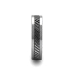 Load image into Gallery viewer, Mens Tungsten Carbide Black Ceramic Gear Teeth Pattern Wedding Ring - Satin Finished Comfort Fit - 6mm 8mm 10mm Wide - Style name: HELIX
