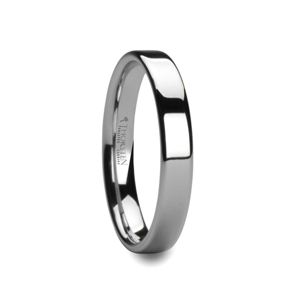 Mens Tungsten Carbide White Wedding Ring - Flat Style Comfort Fit - 2mm 4mm 6mm 7mm 8mm 10mm 12mm Wide - Style name: STOCKTON