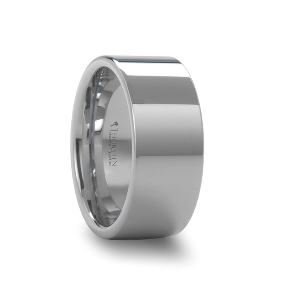 Mens Tungsten Carbide White Wedding Ring - Flat Style Comfort Fit - 2mm 4mm 6mm 7mm 8mm 10mm 12mm Wide - Style name: STOCKTON
