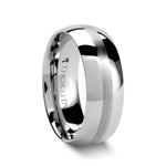 Load image into Gallery viewer, Mens Tungsten Carbide Satin Stripe White Wedding Ring - Domed Comfort Fit - 4mm 6mm 8mm 10mm Wide - Style name: HENDERSON
