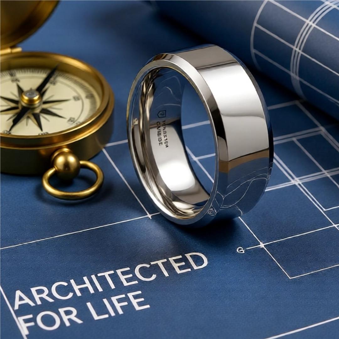 Mens Tungsten Carbide Wedding Ring - Beveled Comfort Fit - 4mm 6mm 7mm 8mm 10mm 12mm Wide - Style name: CORINTHIAN