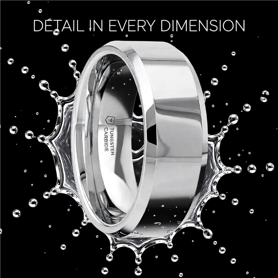 Mens Tungsten Carbide Wedding Ring - Beveled Comfort Fit - 4mm 6mm 7mm 8mm 10mm 12mm Wide - Style name: CORINTHIAN