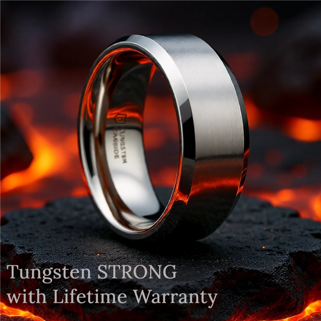 Mens Tungsten Carbide Wedding Ring - Beveled Comfort Fit - 4mm 6mm 7mm 8mm 10mm 12mm Wide - Style name: CORINTHIAN