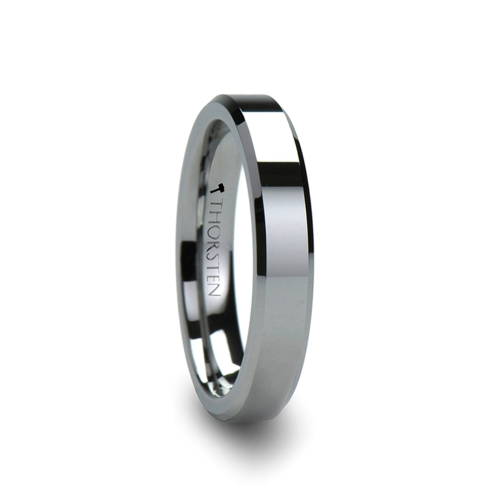Mens Tungsten Carbide Wedding Ring - Beveled Comfort Fit - 4mm 6mm 7mm 8mm 10mm 12mm Wide - Style name: CORINTHIAN