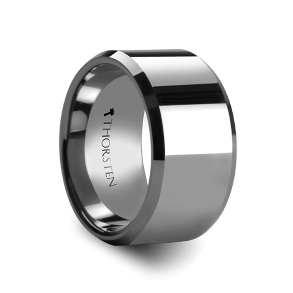 Mens Tungsten Carbide Wedding Ring - Beveled Comfort Fit - 4mm 6mm 7mm 8mm 10mm 12mm Wide - Style name: CORINTHIAN