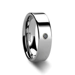 Load image into Gallery viewer, Mens Tungsten Carbide Black Diamond Wedding Ring - Flat Polished Comfort Fit - 6mm 8mm Wide - Style name: KNOXVILLE
